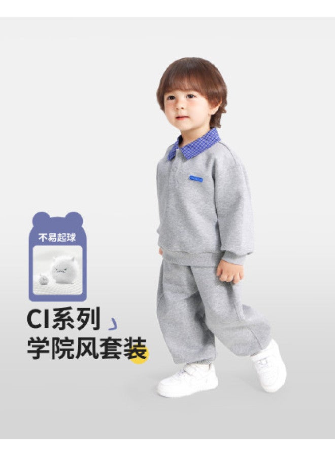 Baby Autumn Outfit Set Boys' Hoodie Children's Fake Two-piece Campus Polo Shirt Girls' Clothing - Image 1
